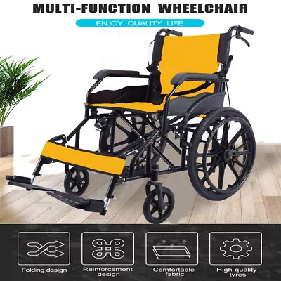 20  Folding Wheelchair Self Propelled Lightweight Transit Footrest Armrest Brake • $139.55