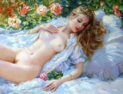 Nude Woman In Summer Park Oil Painting Giclee Art Printed On Canvas L3447 • $8.99