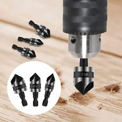 3PCS HSS Countersink Drill Bit Wood Counter Sinker Chamfering Device Boring Tool • £4.53