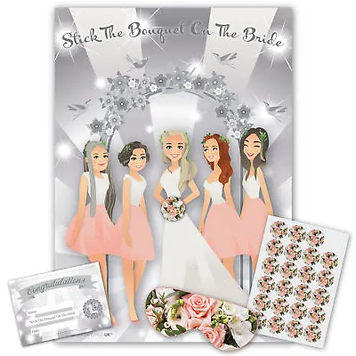 Hen Night Party Games -   PIN THE BOUQUET ON THE BRIDE  -  FREE P&P - 20 Players • £4.99