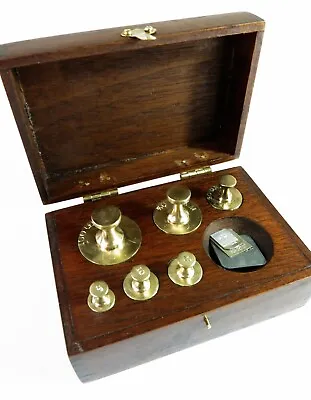 Antique Early 1900s Complete Metric Weight Set In Refinished Mahogany Box. • $55