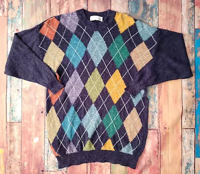 Vintage Jumper Size Small Mens Golf Diamond Check Textured St Michael • £14.99