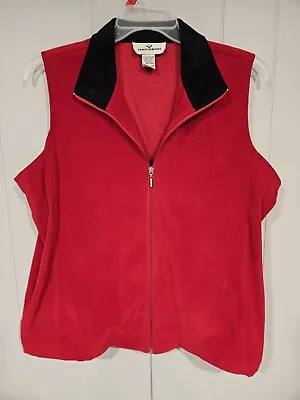 Erin London Vest Jacket Size XL Women's Classic Red And Black Full Zip Pockets • $10.80