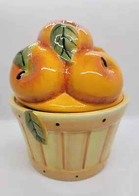 Cracker Barrel Peach Apple Cookie Jar Canister Farmers Market Susan Wingert • $20