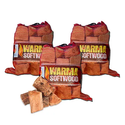 3 X Nets Warma Softwood Firewood Logs Open Fire Pits Coal Stove Log Burner Wood • £16.95