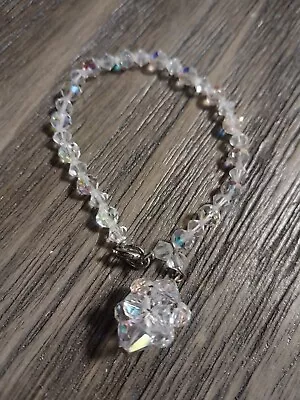 VINTAGE AB CRYSTAL   BRACELET WITH Pendant RHINESTONE 7  Long • $15