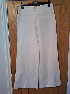 M&s Autograph Size 12 Linen Mix White Trousers • £1.04