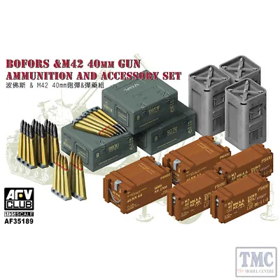 PKAF35189 AFV Club 1:35 Scale Bofors & M42 40mm Ammo & Accessories Set • £18.42