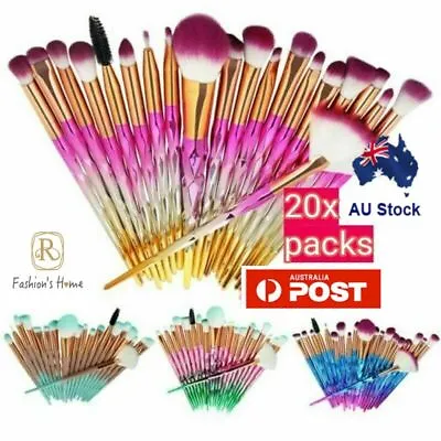 $9.23 • Buy 20pcs Makeup Brushes Eyeshadow Eyebrow Blending Brushes Set Multiple Coloured