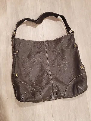 J.Crew Brown Leather Shoulder Hobo Handbag • $41.77