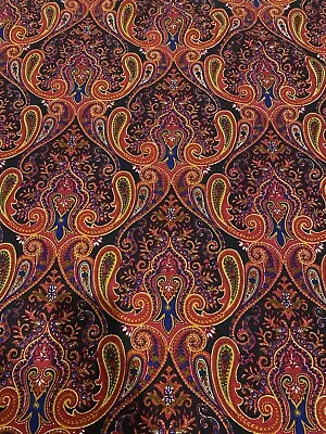 Vintage Paisley Fabric Fast Colors With Sylmer 49” Wide By The Yard • $8.99