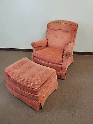 Baker Furniture Club Chair With Ottoman Tufted Upholstery • $799