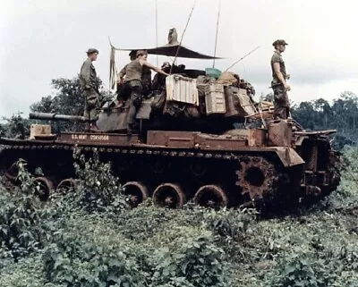 US Soldiers With M-48 Patton Tank Move Through Jungle 8x10 Vietnam War Photo 791 • $7.43
