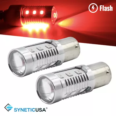 Syneticusa 1157 LED Brake Strobe Flash Red Bright Tail Stop Light Parking Bulbs • $12.59