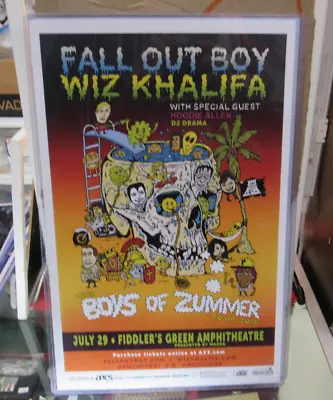 Fall Out Boy Poster Late 2000's  11 X 17 In Top Loader Concert Board Wiz Khalifa • $39.38