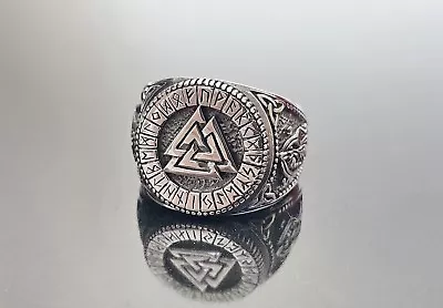 Valknut Ring STERLING SILVER 925 Viking Runic Sacred Symbols Interlocked Triangl • $49.99