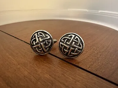 Vintage Geo Art Sterling Silver Celtic Knot Cufflinks Mid Century Modern • $49