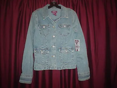 Ladie's/juniors (vanity Jeans) Stretch Blue Denim Jean Jacket/coat Sz. Large New • $16.95