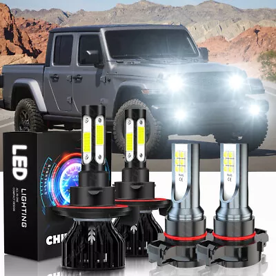 For Jeep Gladiator 2020-2023 4pc LED Headlight Hi/Low Beam + Fog Light Bulbs Kit • $25.99