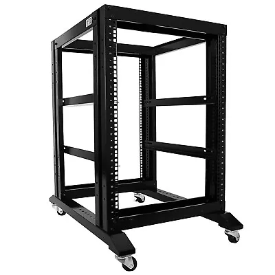 15U 4 Post Open Frame 19  Server Steel Rack 24  Deep With Supporting Rails • $179.99