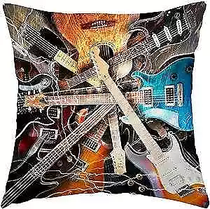  Music Throw Pillow Cover Instruments Kinds Of Guitar Musical Theme Yy60 • $20.23