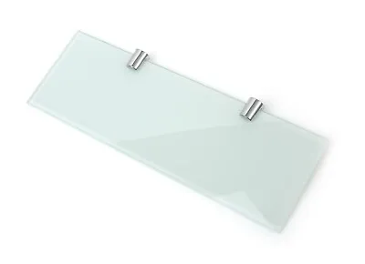 Glass Shelves Wall Mounted White Toughened Straight Various Chrome Supports • £22.49