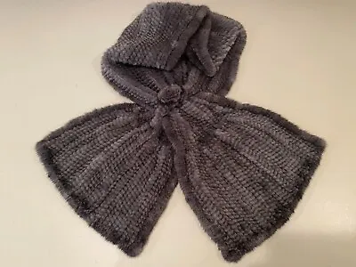 Beautiful Gray Knitted Mink Fur Long Scarf/Shawl/Wrap • $89.99