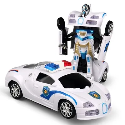 Transforming Police Car-Robot 2in1 Distortion Dual Mode Cool Transforming Vehicl • $17.99