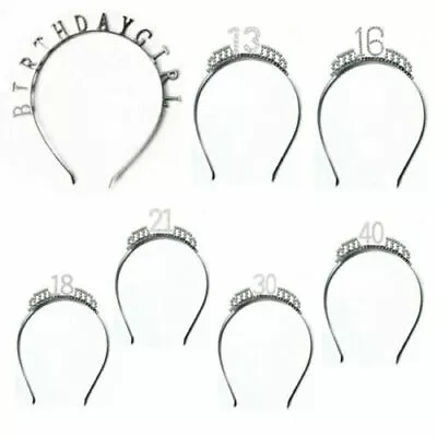 Silver Birthday Tiara Rhinestone Headband Crown Party Girl Women Gift For Her • £2.99