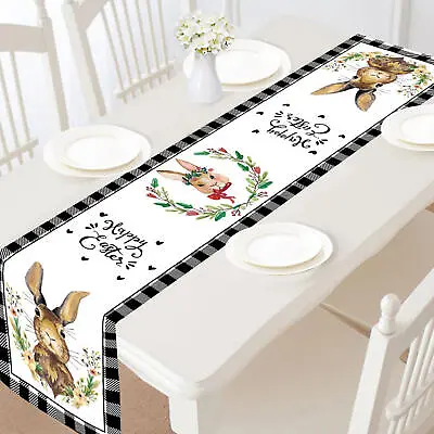 2024 Easter Rabbit Table Runner 70 In Easter Bunny Dining Table Cloth Placemat  • £8.27