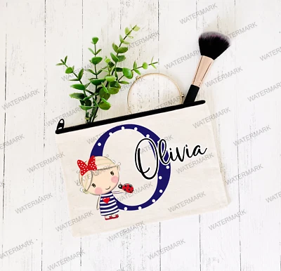 £6.99 • Buy Polka Dot Girl Personalised Pencil Case / Makeup Bag, Stationery, Beauty, Gift