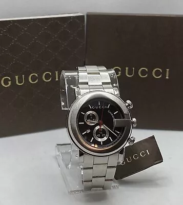 GUCCI 101M QZ Chrono 3ATM Date Men's SWISS SAPPHIRE CRYSTAL BOX & PAPERS • $498