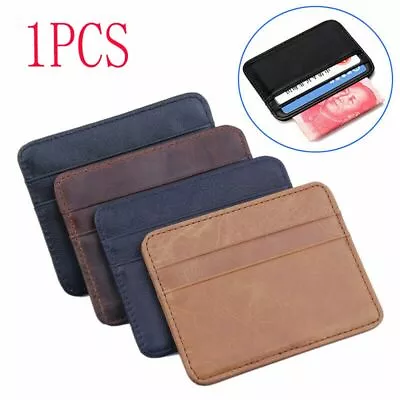 Men Slim Minimalist Front Pocket Wallet Genuine  Leather Credit Card ID Holder • $13.04