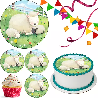 Sheep Animal Cake Topper Party Decoration Edible Birthday Gift Celebration Farm • £5.49