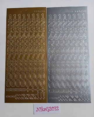 JT256701: 1.8cm High Number Symbol Peel Off Stickers Gold Or Silver Card Making • £1.10