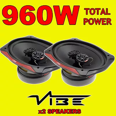 VIBE Slick 6x9  6x9 480W 3-way Car Rear Deck Oval Shelf Speakers Brand New Pair • £59.99