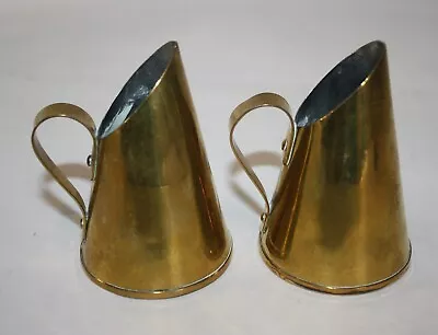 Set Of 2 Handarbete Sweden Brass Water Cans Vase With Handles 2.25  X 3.25 H • $22.95