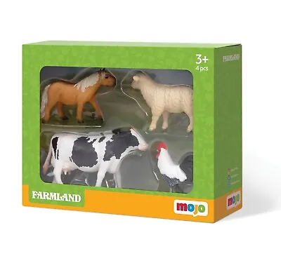 Mojo FARMYARD FUN STARTER 4pc SET 1 Animal Farm Livestock Kids Figures Models • £25.95