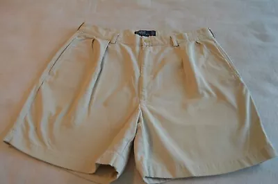 Polo Ralph Lauren Men's Chino Andrew Shorts Khaki Cotton Pleated SZ 36 • $18.95