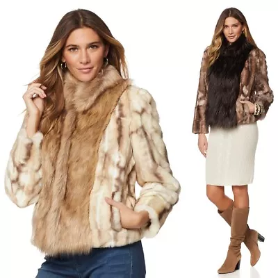 A By Adrienne Landau Mixed Media Faux Fur Jacket 503922-J • $99.90