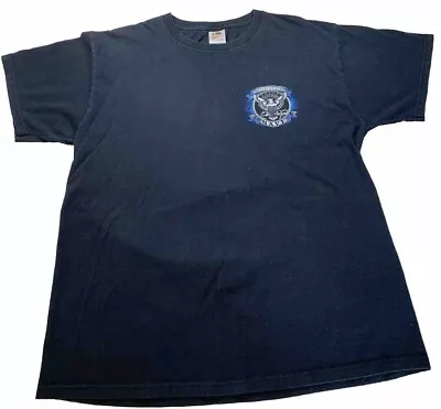 Vtg Fruit Of Loom U.S. Navy T-Shirt Flag Eagle Emblems Large Navy Blue Classic • $8.99