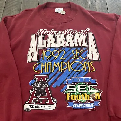 Alabama Crimson Tide 1992 SEC Champions Crew Neck Sweatshirt XL Vintage Red • $27.97