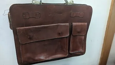 Vintage Leather Italian Briefcase Satchel Republic Of Florence 39 X 31 X 9 Cm  • $58