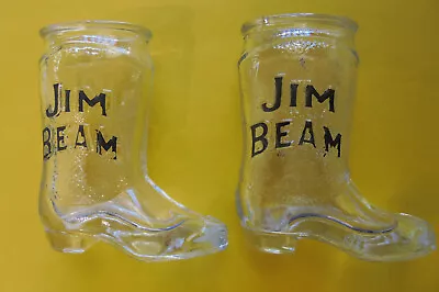 Two Jim Beam Usa Issued Boot Shot Glasses With Black Jim Beam Marking • $11.95