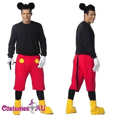 Mens Disney Mickey Mouse Costume Halloween Fancy Dress Adult Outfits • £29.41