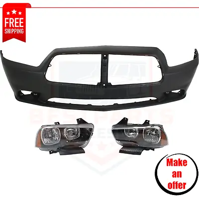 Bumper Cover And Headlights Kit Of 3 Pc For 2011-2014 Dodge Charger R/T SE • $289.99