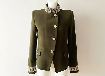 Khaki Velveteen Women Blazer Fitted Marching Band Formal Jacket Office Wear S • $36