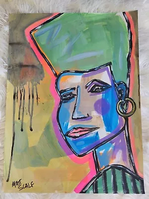 Matt Scalf 18x24 Abstract Face Portrait Graffiti Street Art ORIGINAL PAINTING • $189