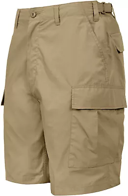 Mens Khaki Lightweight BDU Shorts Summer Cargo 100% Cotton Tactical Shorts • $19.99