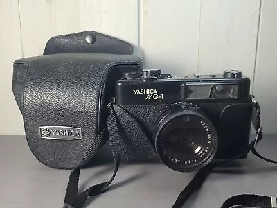 Vintage Yashica MG-1 35mm Film Rangefinder Camera W 45mm F/2.8 Lens See Pictures • $14.99